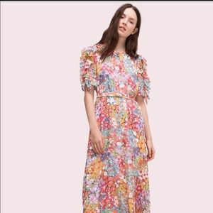 COPY - Kate Spade Floral Dot Ruffle Sleeve Midi Dress